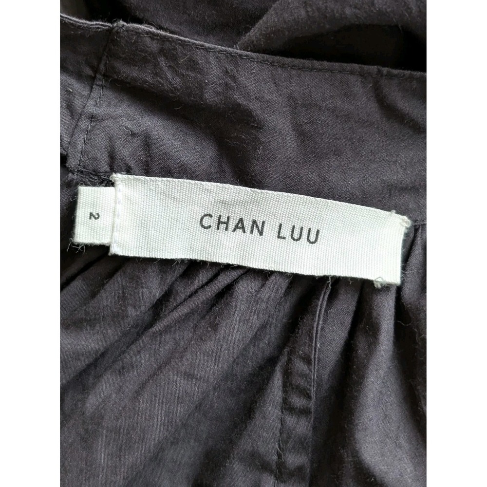 Chan Luu Black Cotton Midi Dress Mirror Embellished Open Back Tie Size 2 - Picture 9 of 16